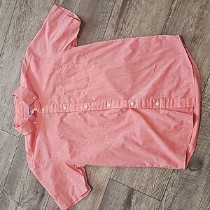 Patagonia Shirt Mens Small Salmon Pink Short Sleeve Button Organic Cotton